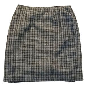 Vintage Plaid Pencil Skirt Knee Length Sz 12 Brown Career Preppy Academia Office
